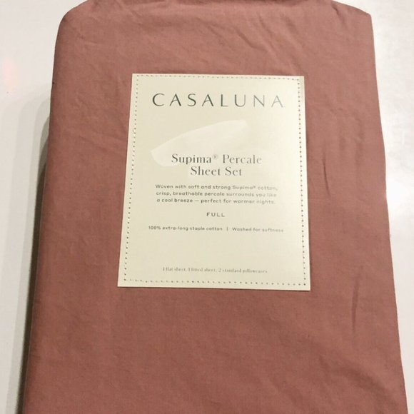 Casaluna Bedding Casaluna Full Washed Supima Percale Solid Sheet